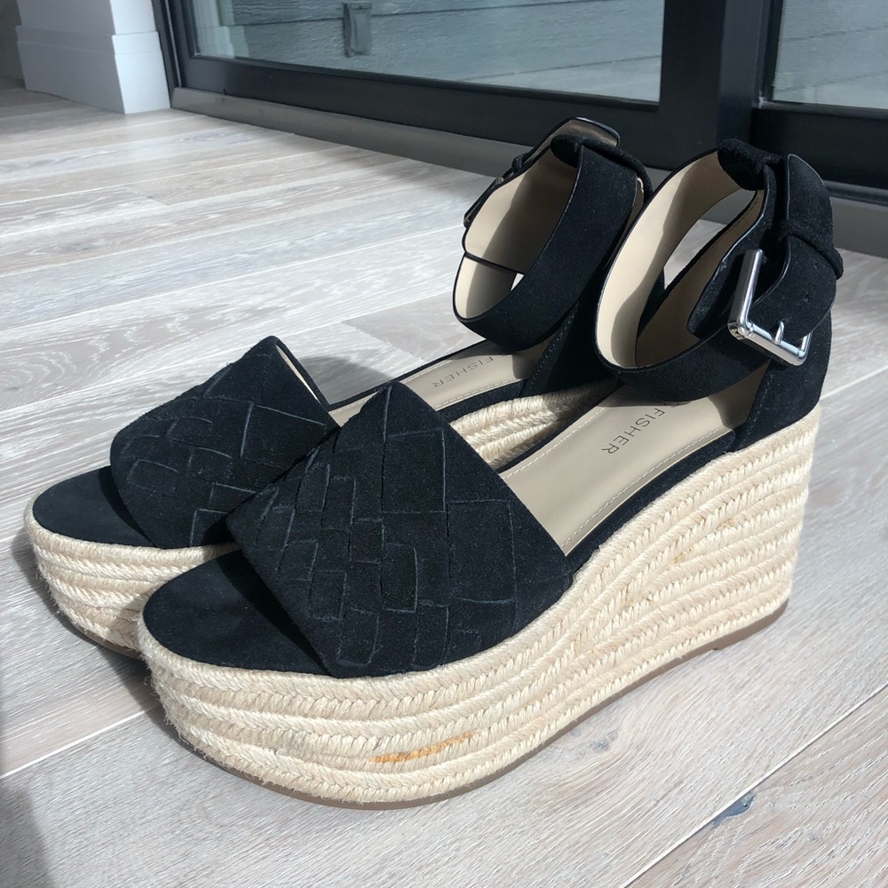 Marc Fisher “Varin” Black Wedge Sandals